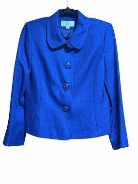 Le Suit Petite Blazer In Electric Blue Size 8P NWT